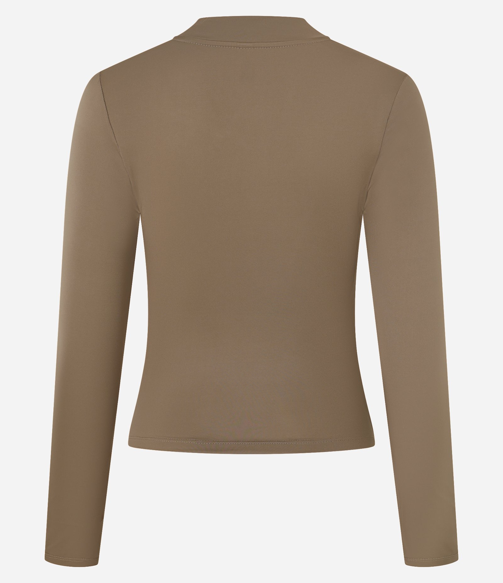 Blusa em Microfibra com Franzido e Gola Alta Bege 5