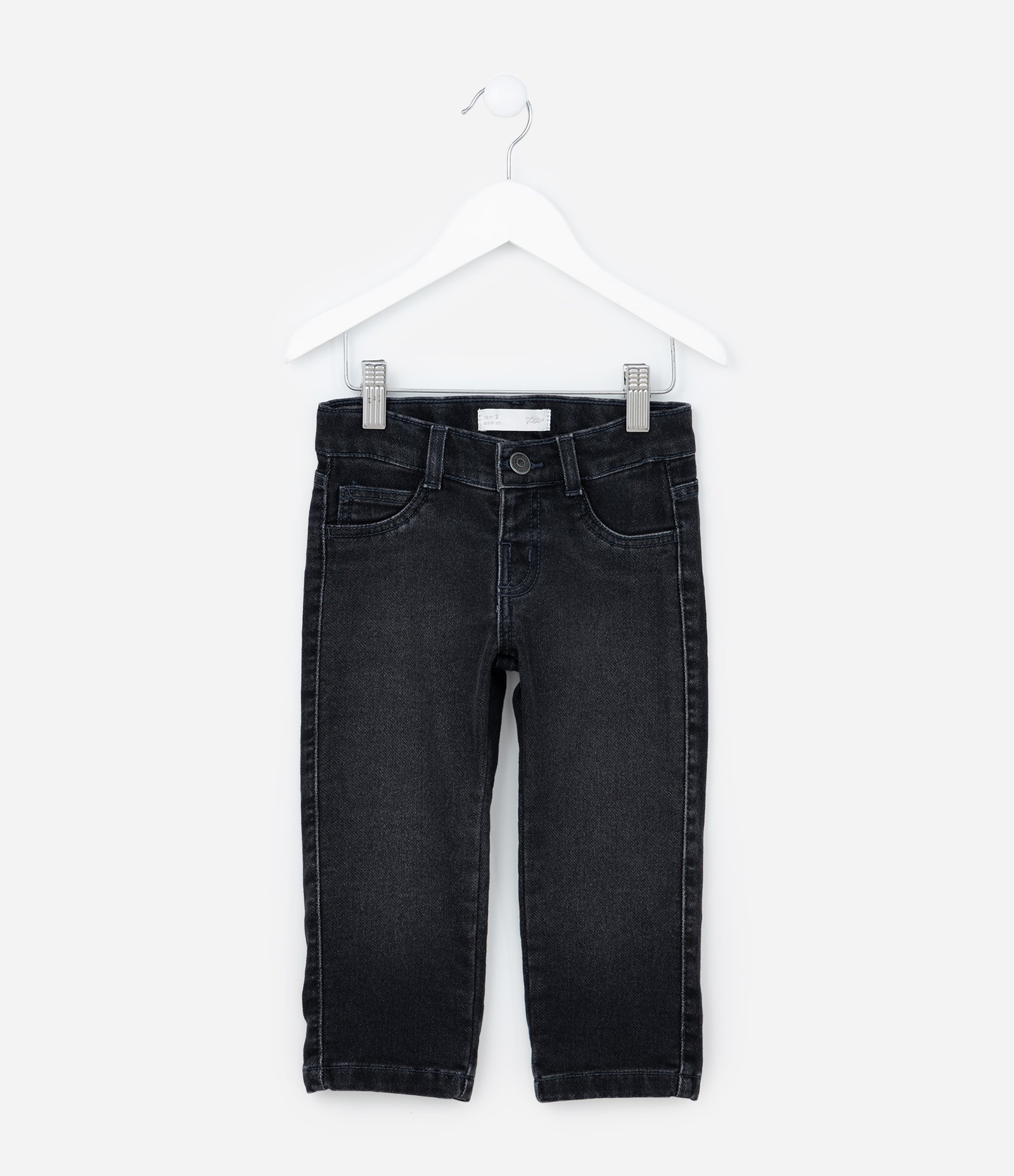 Calça Reta Infantil em Jeans com Bolsos - Tam 1 a 6 Anos Preto 1
