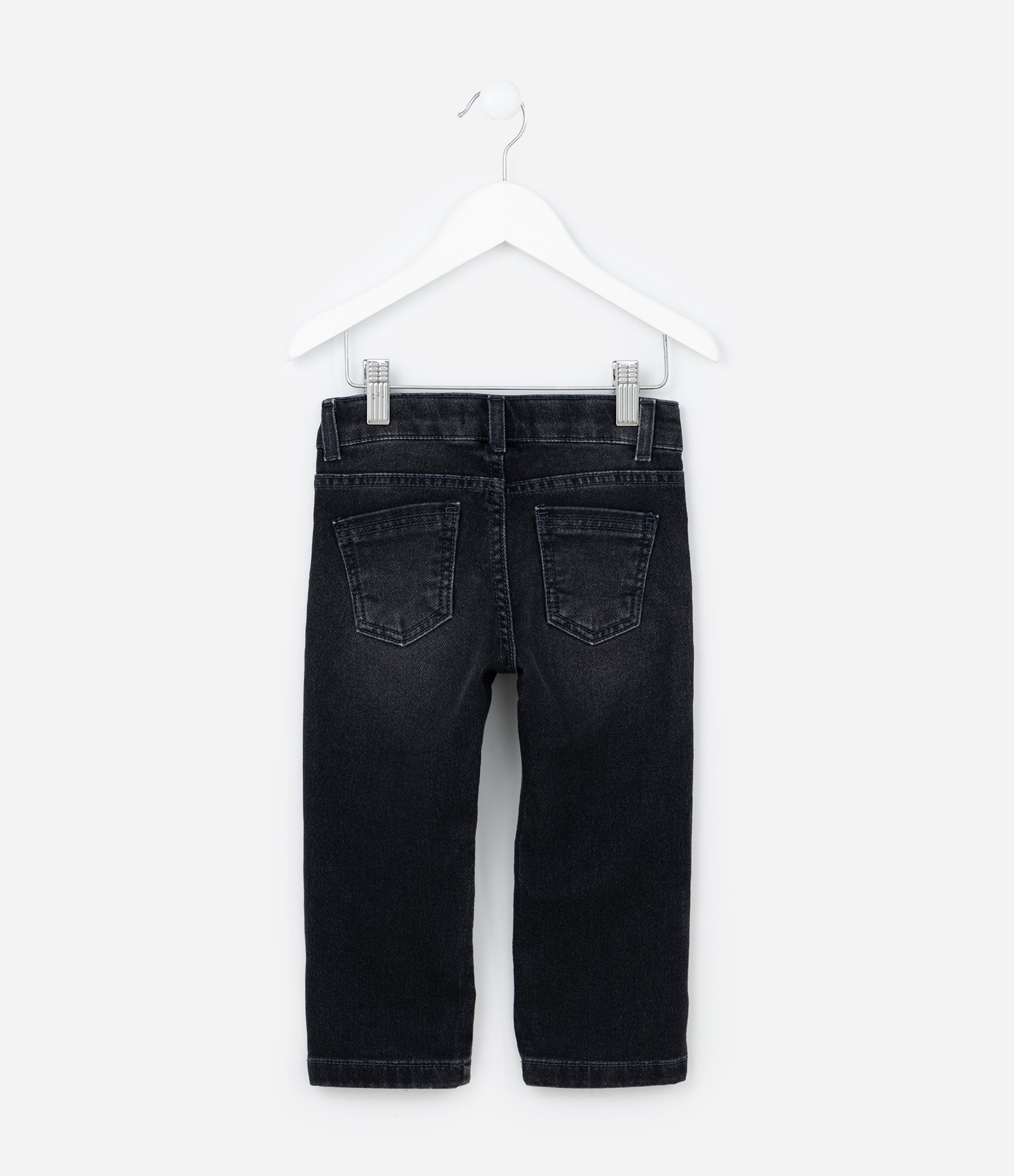Calça Reta Infantil em Jeans com Bolsos - Tam 1 a 6 Anos Preto 2