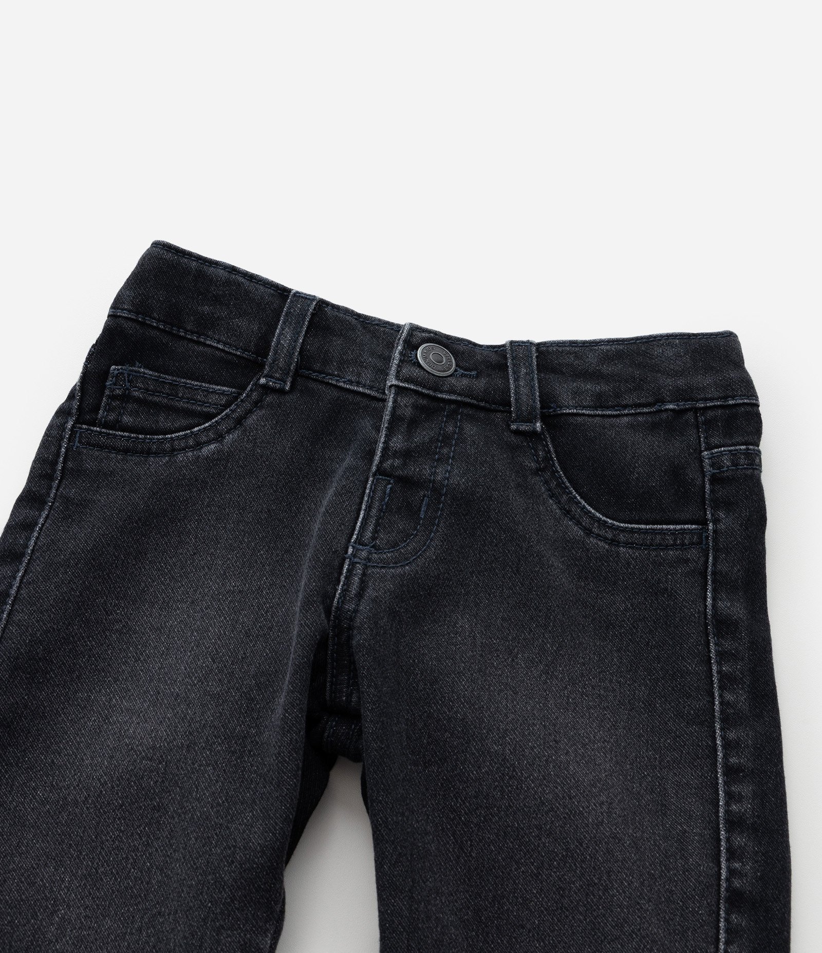 Calça Reta Infantil em Jeans com Bolsos - Tam 1 a 6 Anos Preto 5