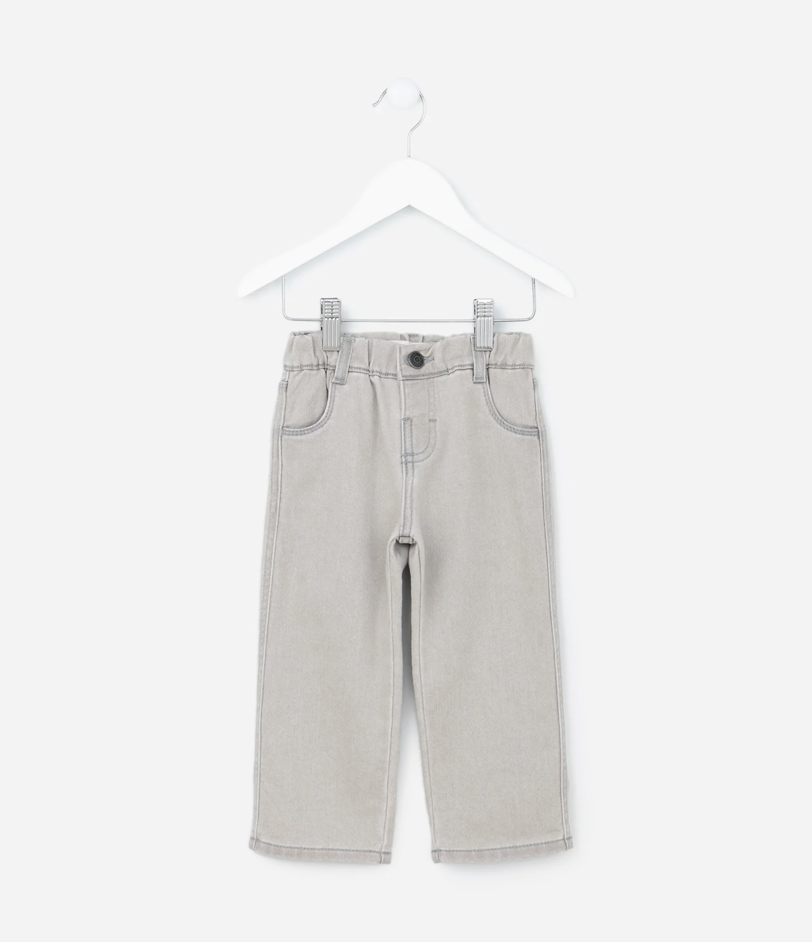 Calça Reta Infantil em Jeans -Tam 1 a 6 Anos Cinza 1