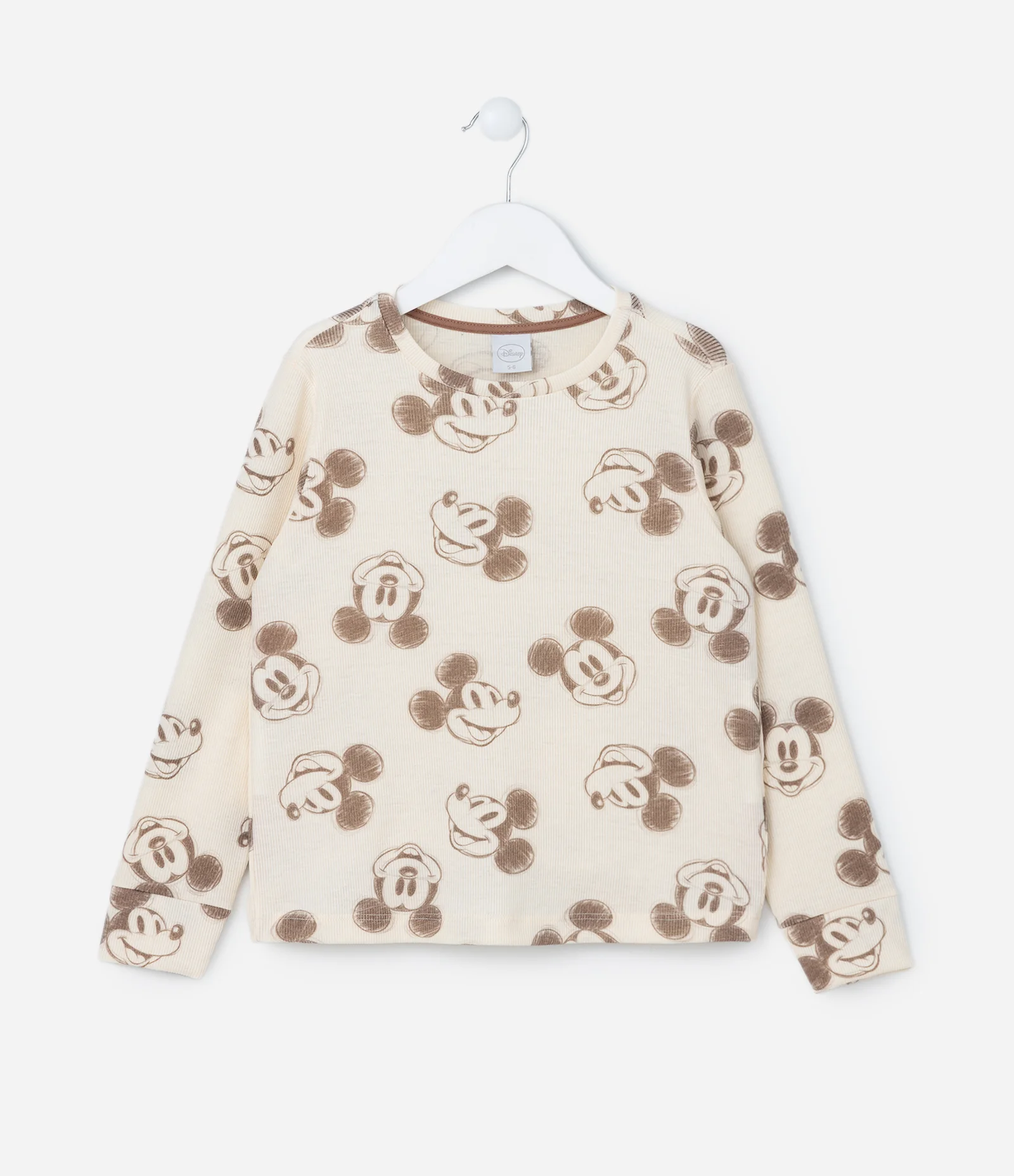 Pijama Infantil Canelado com Estampa do Mickey - Tam 2 a 8 Anos Bege 2