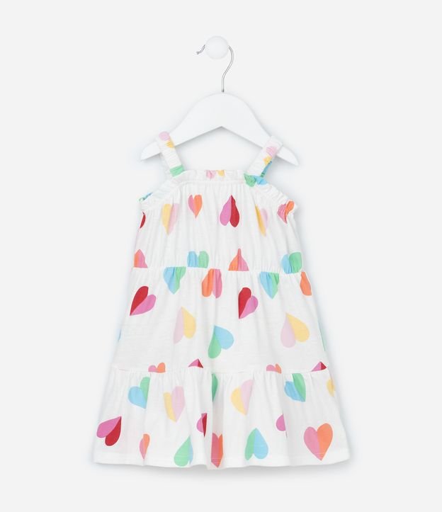Vestido Infantil com Estampa Corações - Tam 0 a 18 meses