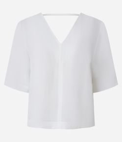 Blusa Soltinha em Crepe com Decote V