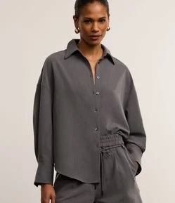 Camisa Oversized Alfaiatada com Punho Largo