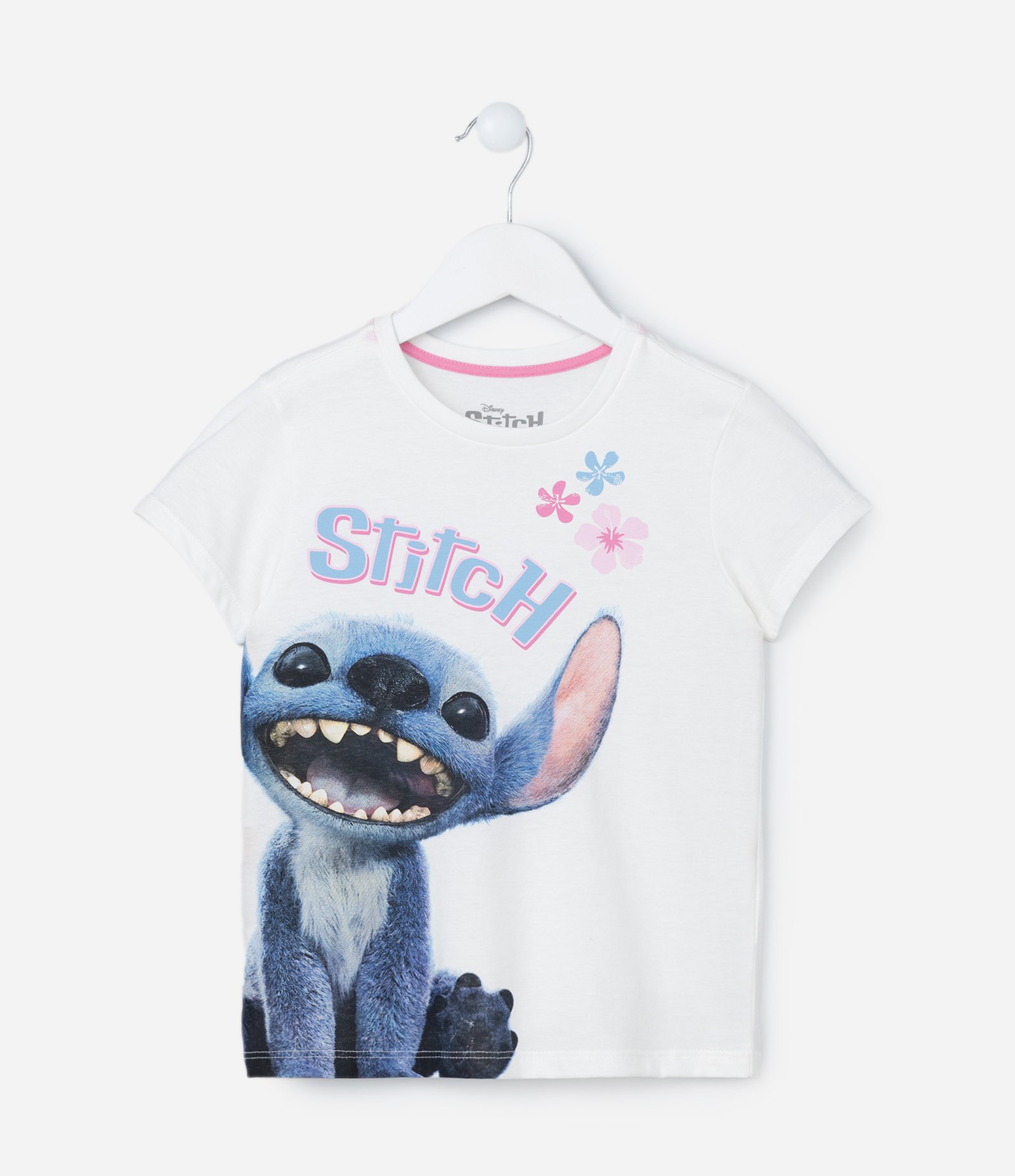 Pijama Infantil em Algodão com Estampa do Stitch - Tam 5 a 14 Anos Branco/Azul 2