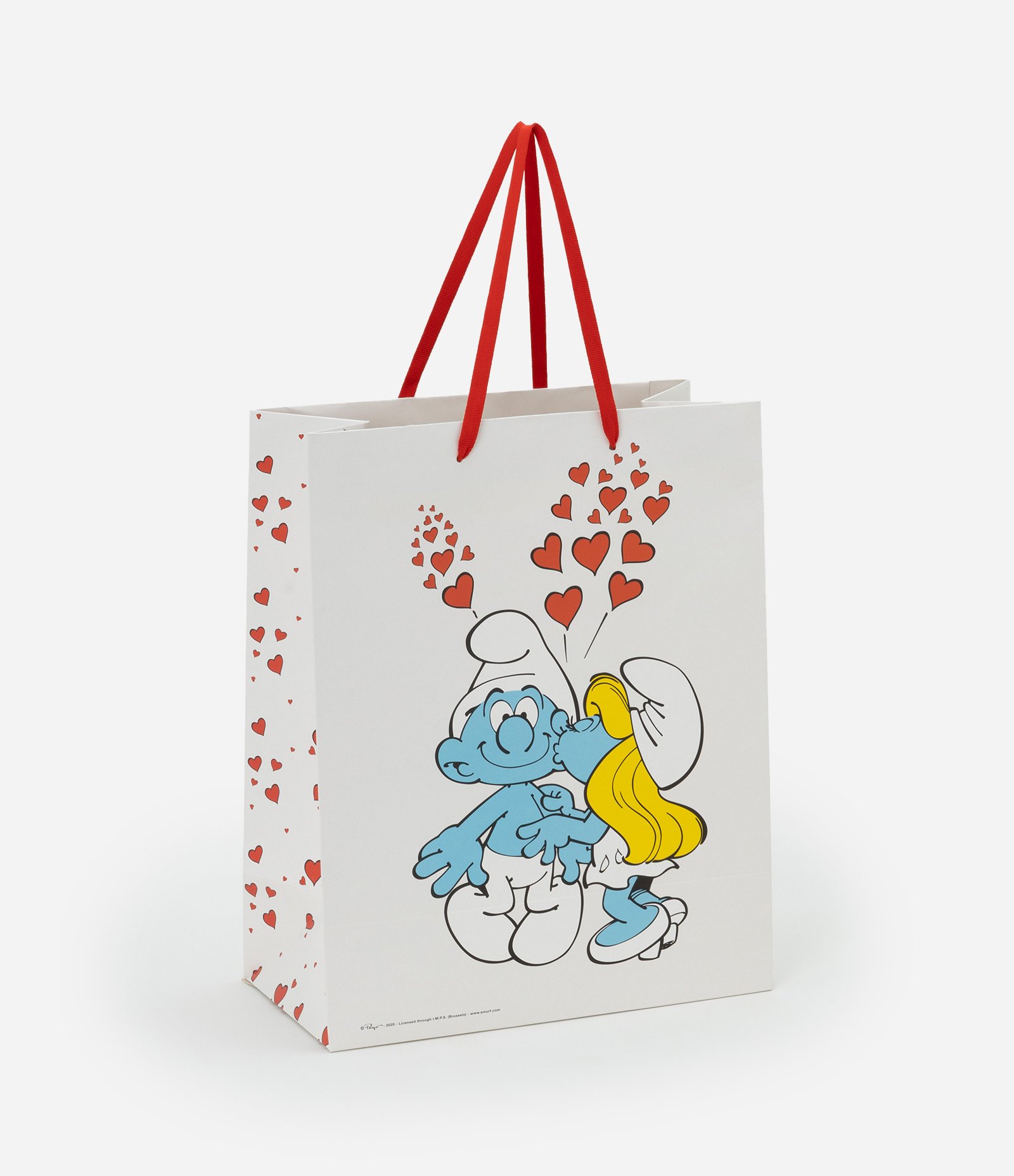 Embalagem de Presente Média com Smurfs Românticos Branco 1