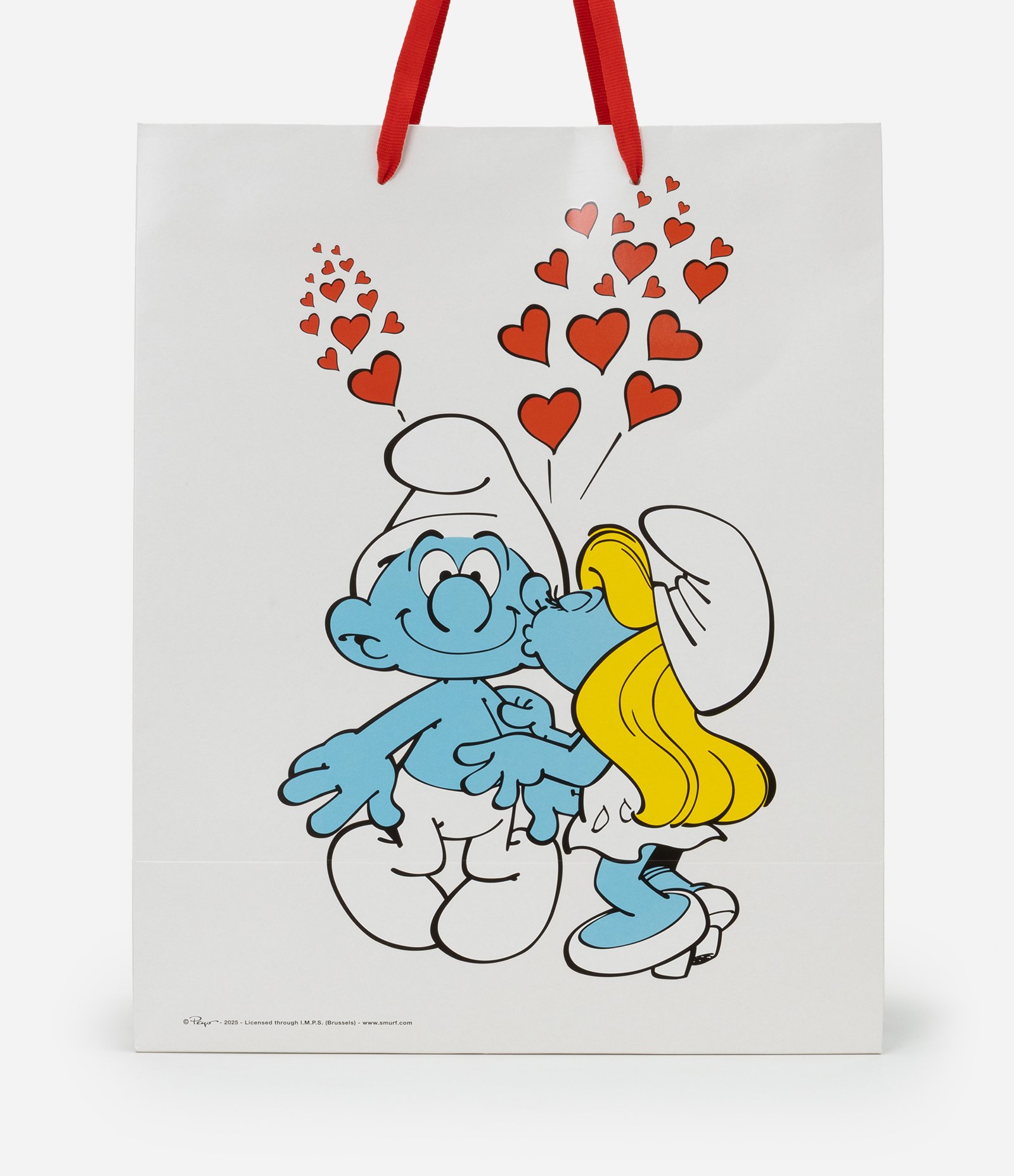Embalagem de Presente Média com Smurfs Românticos Branco 2