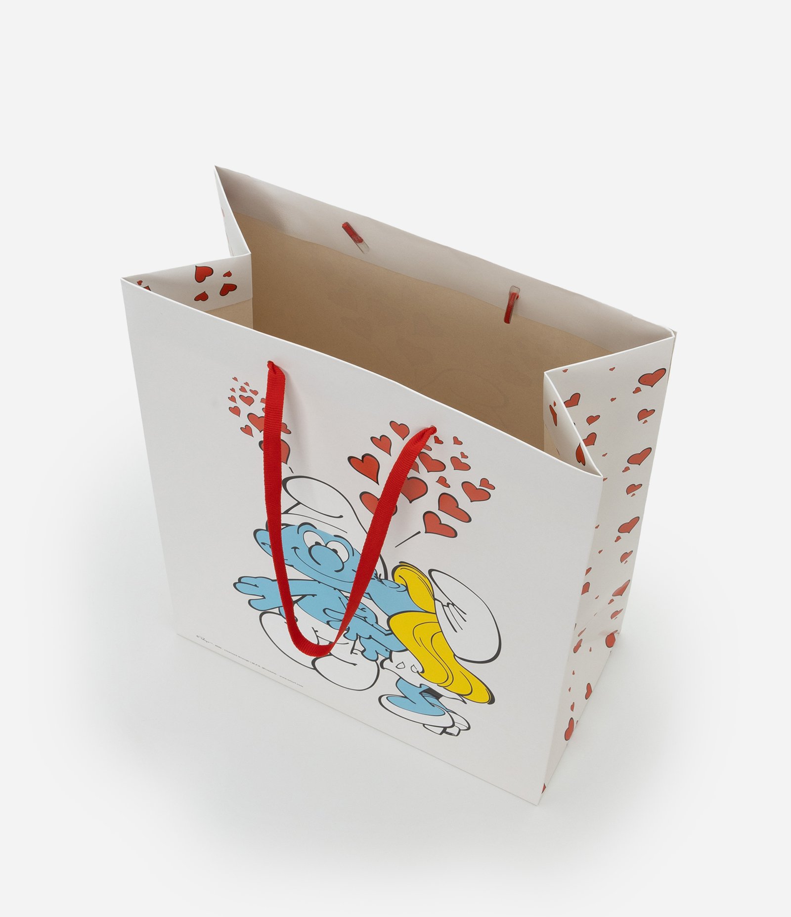 Embalagem de Presente Média com Smurfs Românticos Branco 3