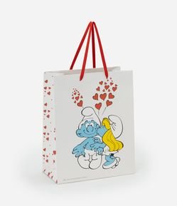 Embalagem de Presente Média com Smurfs Românticos