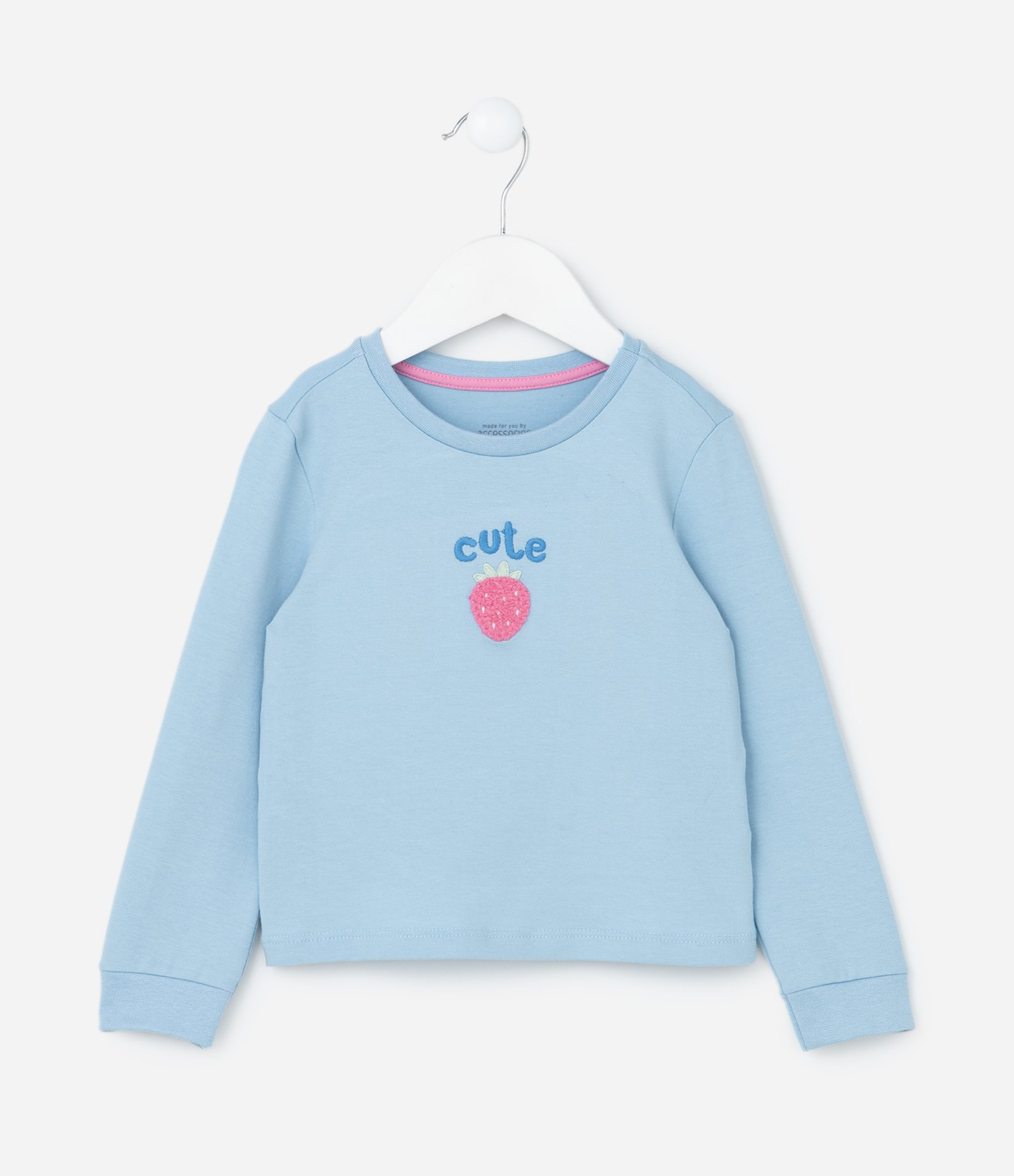 Pijama Infantil com Bordado de Moranguinho - Tam 2 a 4 Anos Azul 2