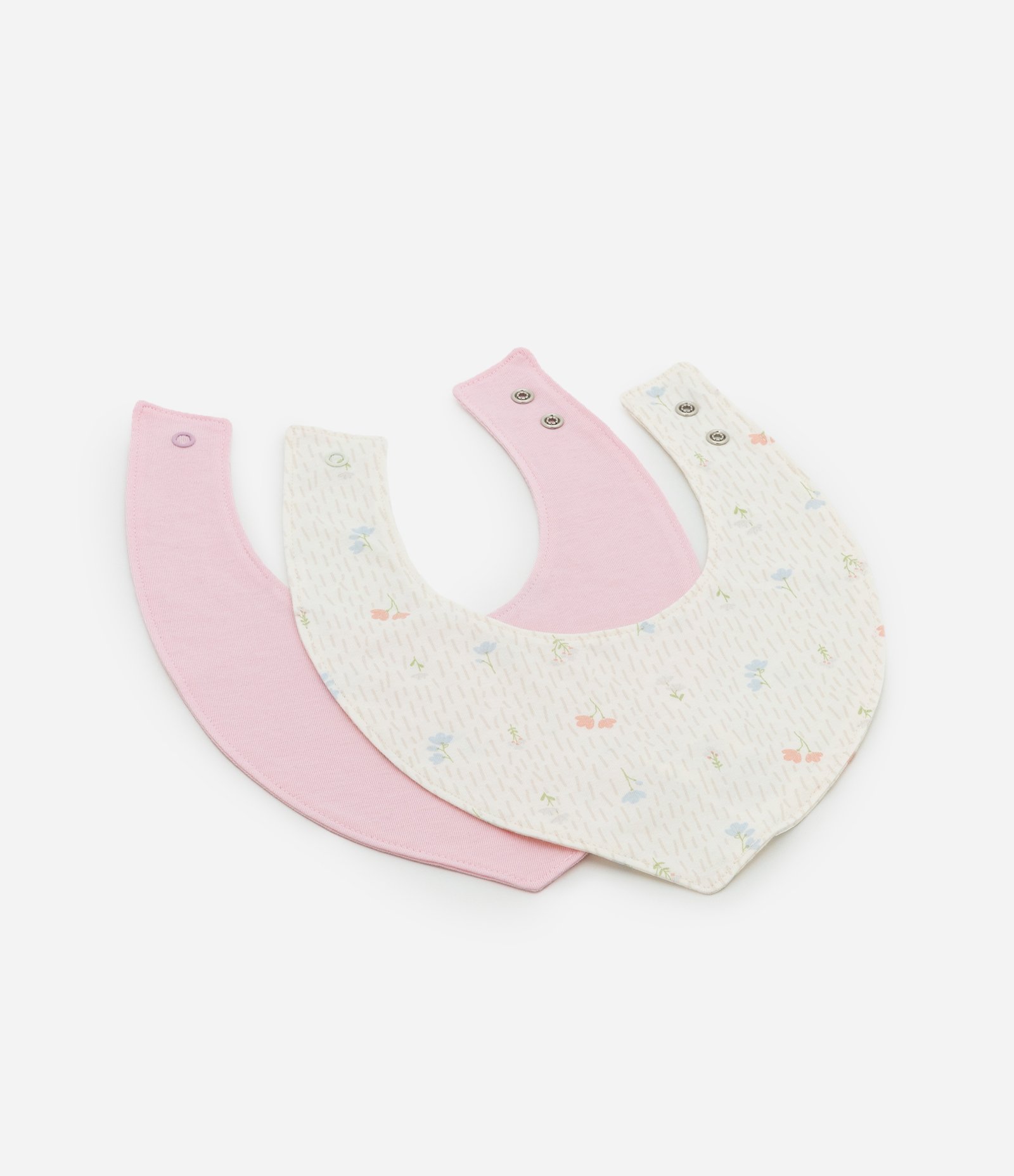 Kit 02 Babadores Infantis com Estampa Florzinhas - Tam Único Rosa/Bege 1