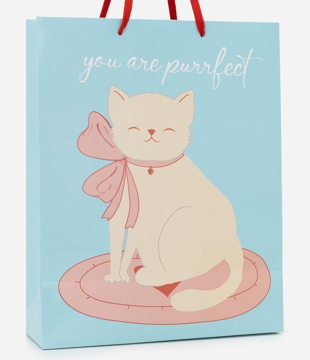 Embalagem de Presente Pequena com Estampa de Gatinho com Laço