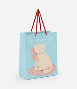 Embalagem de Presente Pequena com Estampa de Gatinho com Laço