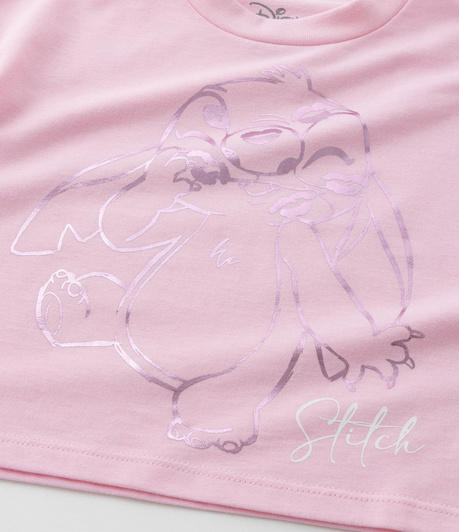 Pijama Infantil com Estampa do Stitch em Foil - Tam 5 a 14 Anos Rosa 9