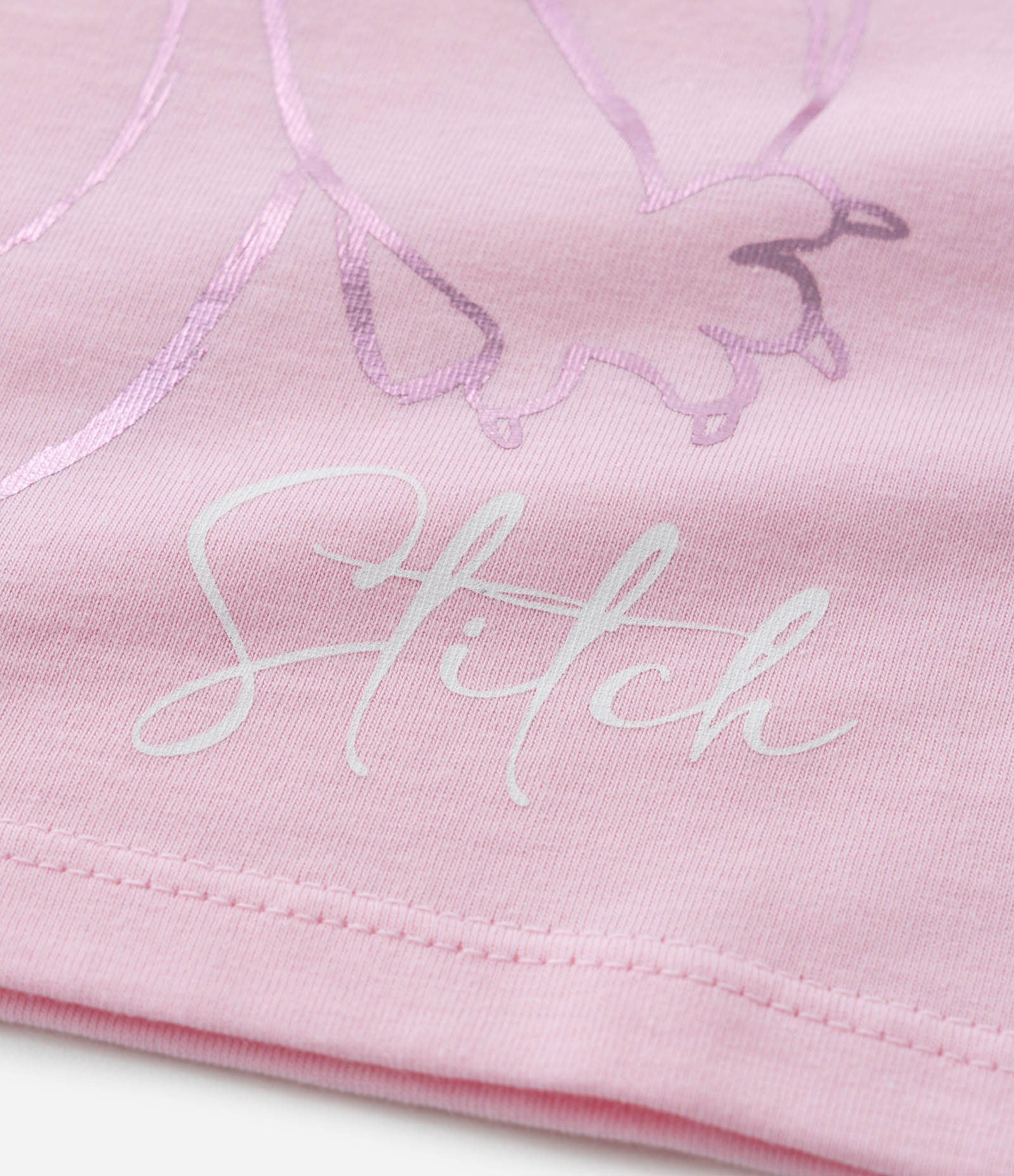 Pijama Infantil com Estampa do Stitch em Foil - Tam 5 a 14 Anos Rosa 5