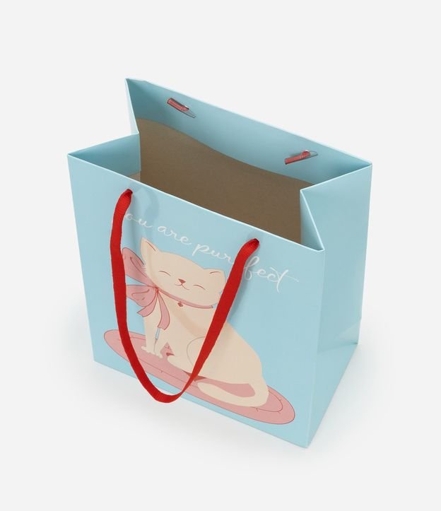 Embalagem de Presente Pequena com Estampa de Gatinho com Laço