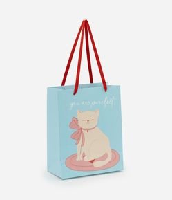 Embalagem de Presente Pequena com Estampa de Gatinho com Laço