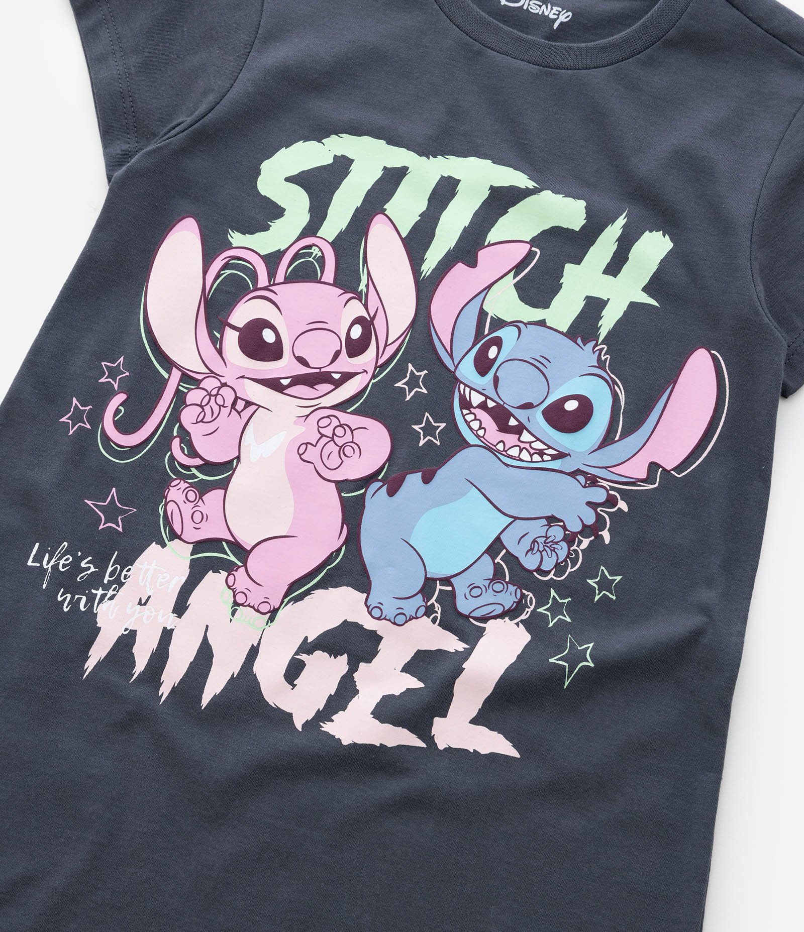 Camisola Infantil com Estampa do Stitch e Angel - Tam 5 a 14 Anos Cinza 5