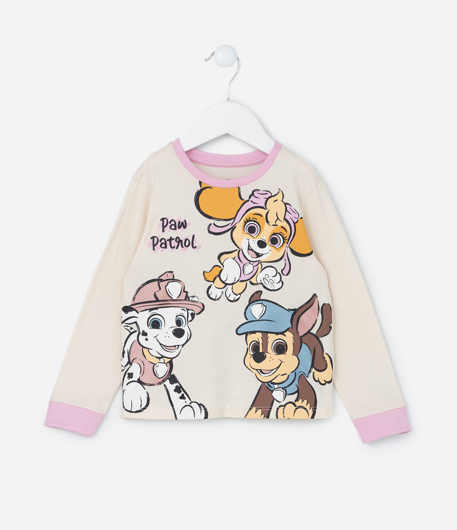 Pijama Infantil em Algodão com Estampa Patrulha Canina - Tam 2 a 6 Anos Rosa/Bege 2