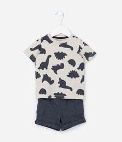 Conjunto Infantil com Estampa de Dinos - Tam 0 a 18 meses