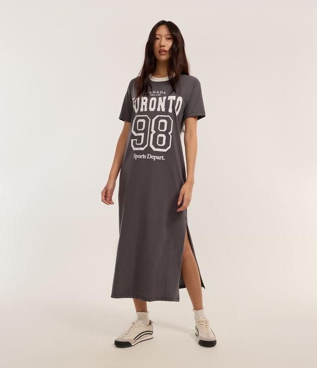 Vestido Midi T-shirt em Algodão com Estampa