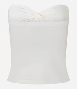 Blusa Tomara que Caia em Algodão com Detalhe de Nó no Decote