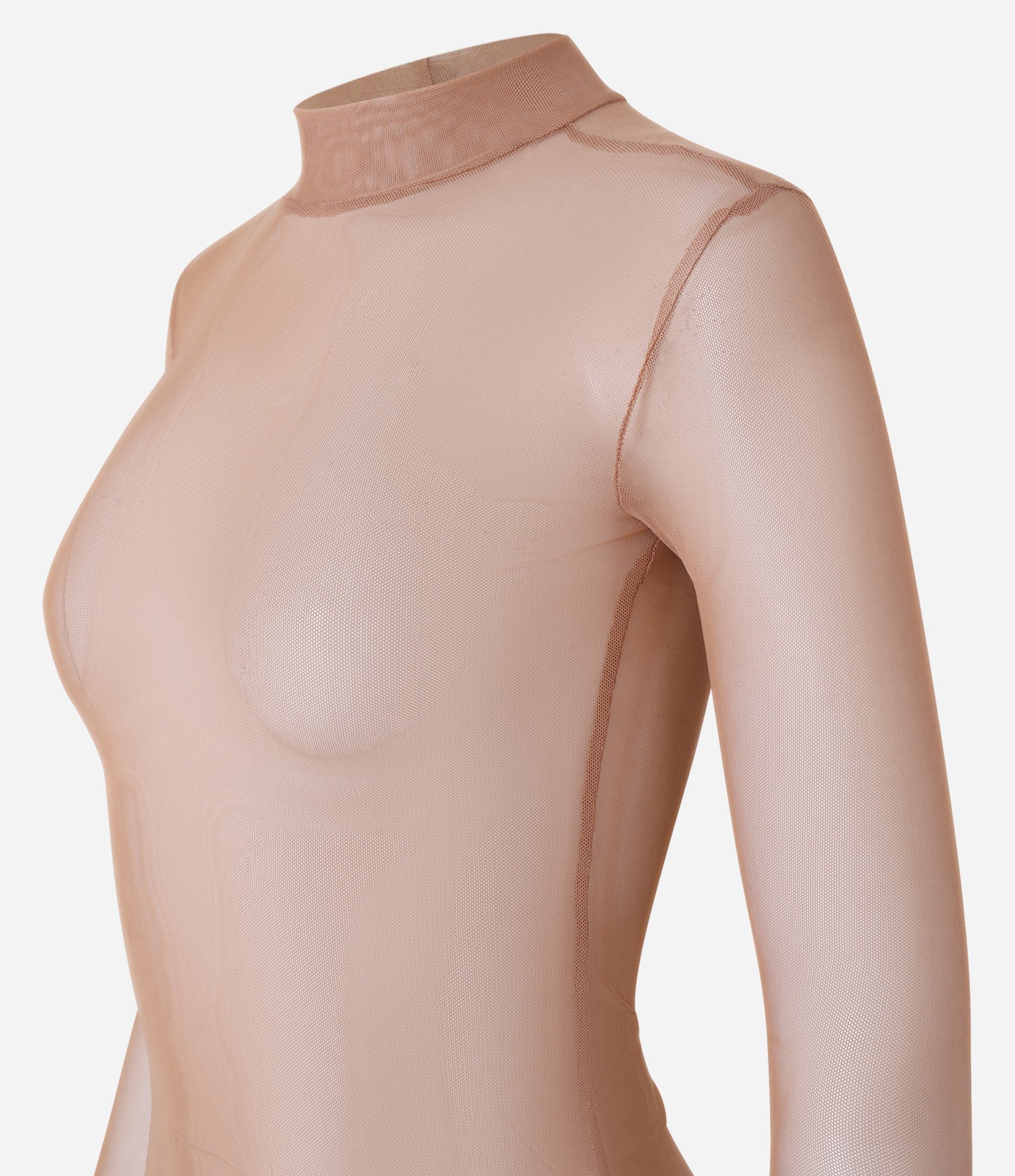 Blusa em Tule Segunda Pele com Transparência Marrom 6