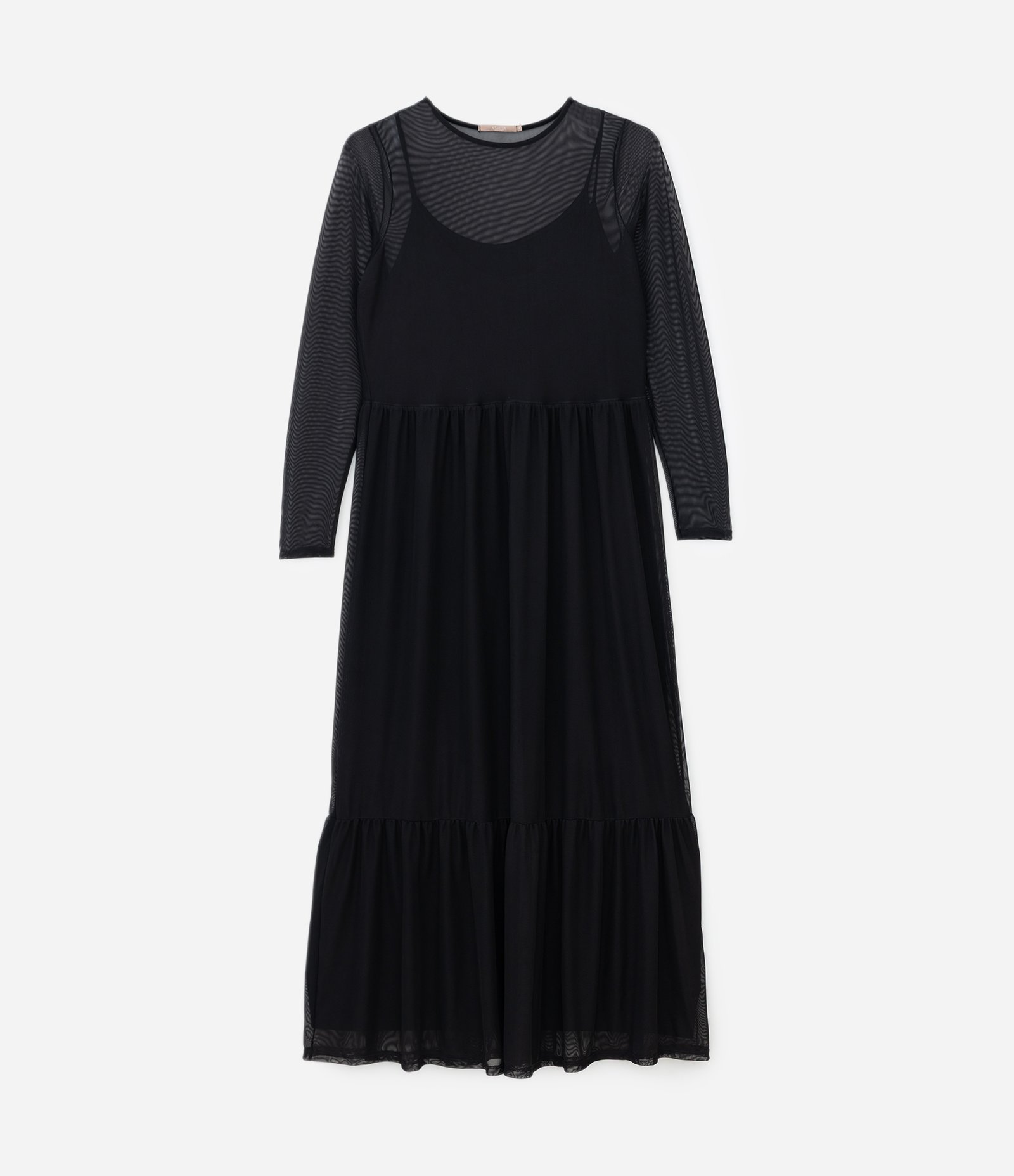 Vestido Midi Tule Sobreposto com Babados Curve & Plus Size Preto 5