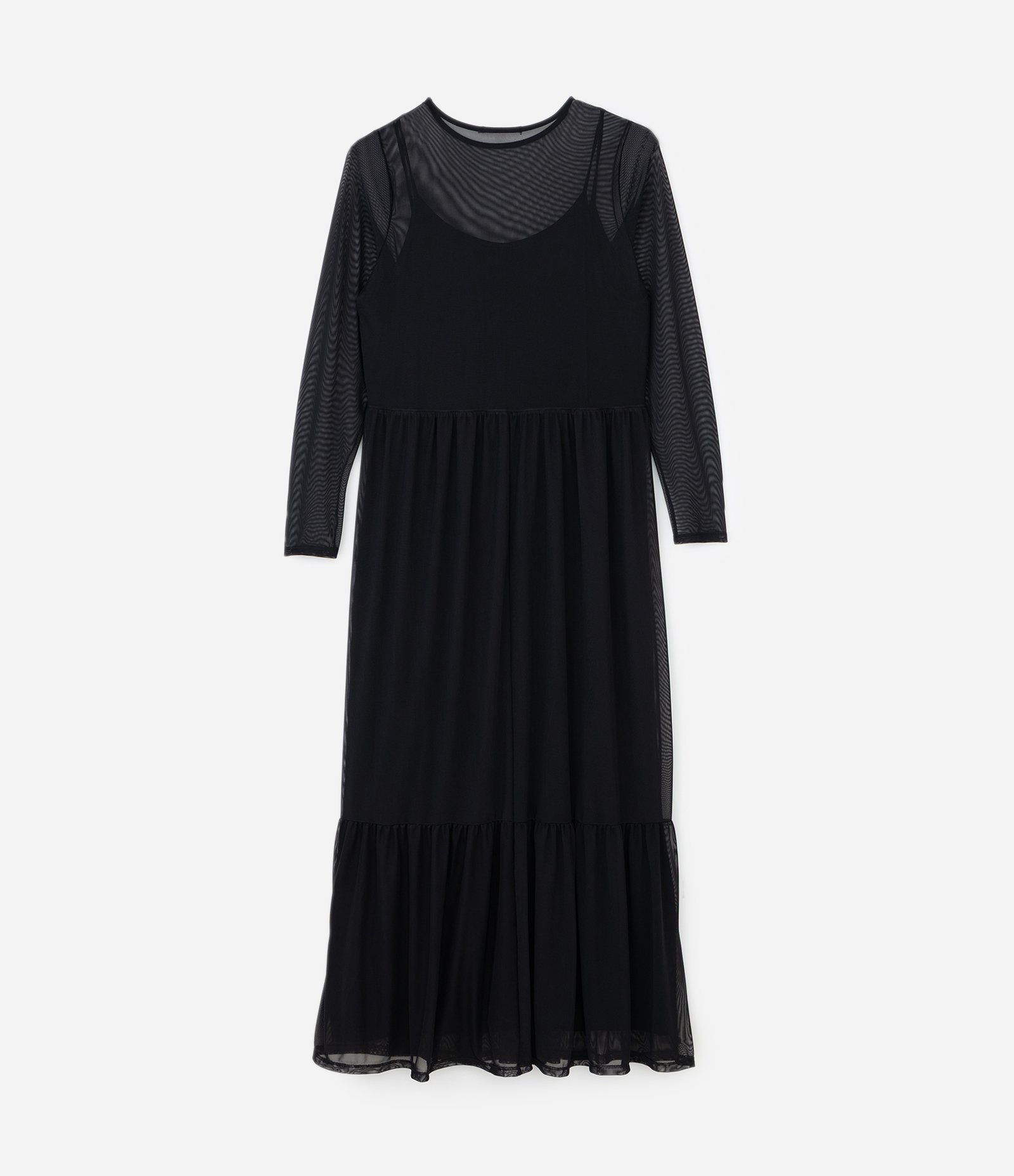 Vestido Midi Tule Sobreposto com Babados Curve & Plus Size Preto 6