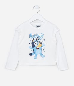 Camiseta Infantil com Babados e Estampa Bluey - Tam  1 a 6 Anos