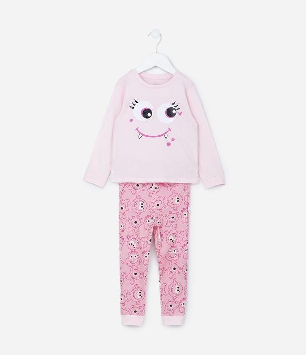 Pijama Infantil com Estampa Carinha de Mostra - Tam 2 a 6 Anos