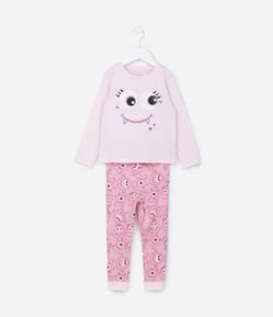 Pijama Infantil com Estampa Carinha de Mostra - Tam  2 a 6 Anos