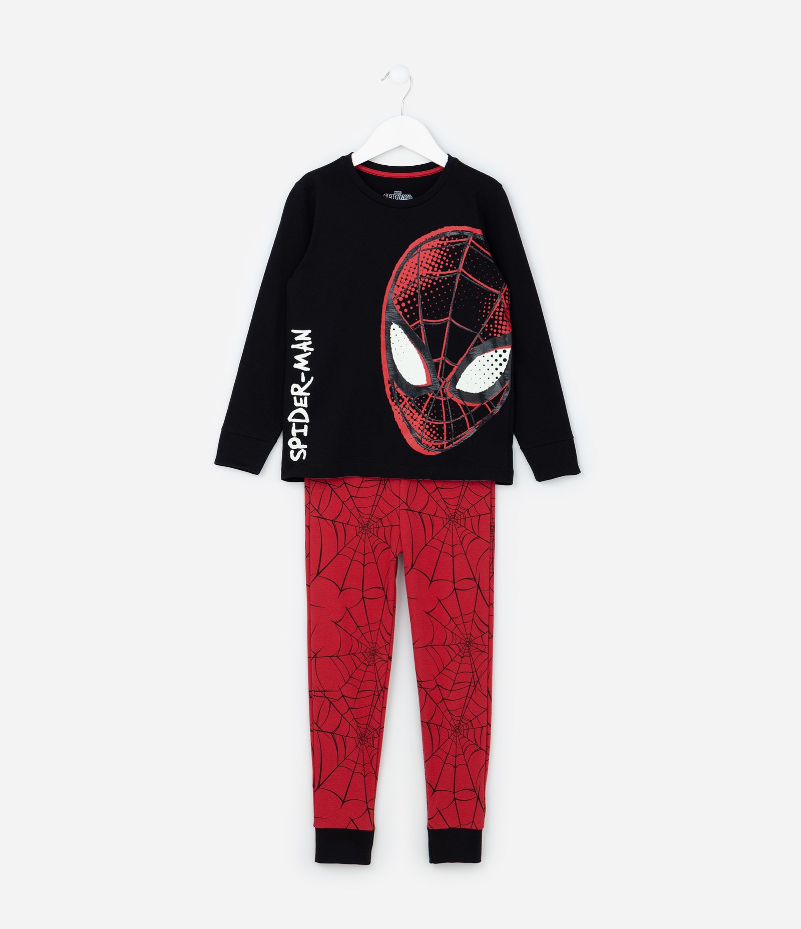 Pijama Infantil Longo com Estampa do Homem Aranha Brilha no Escuro- Tam 3 ao 10 anos Preto/Vermelho 1