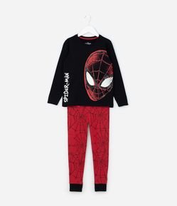 Pijama Infantil Longo com Estampa do Homem Aranha Brilha no Escuro- Tam 3 ao 10 anos