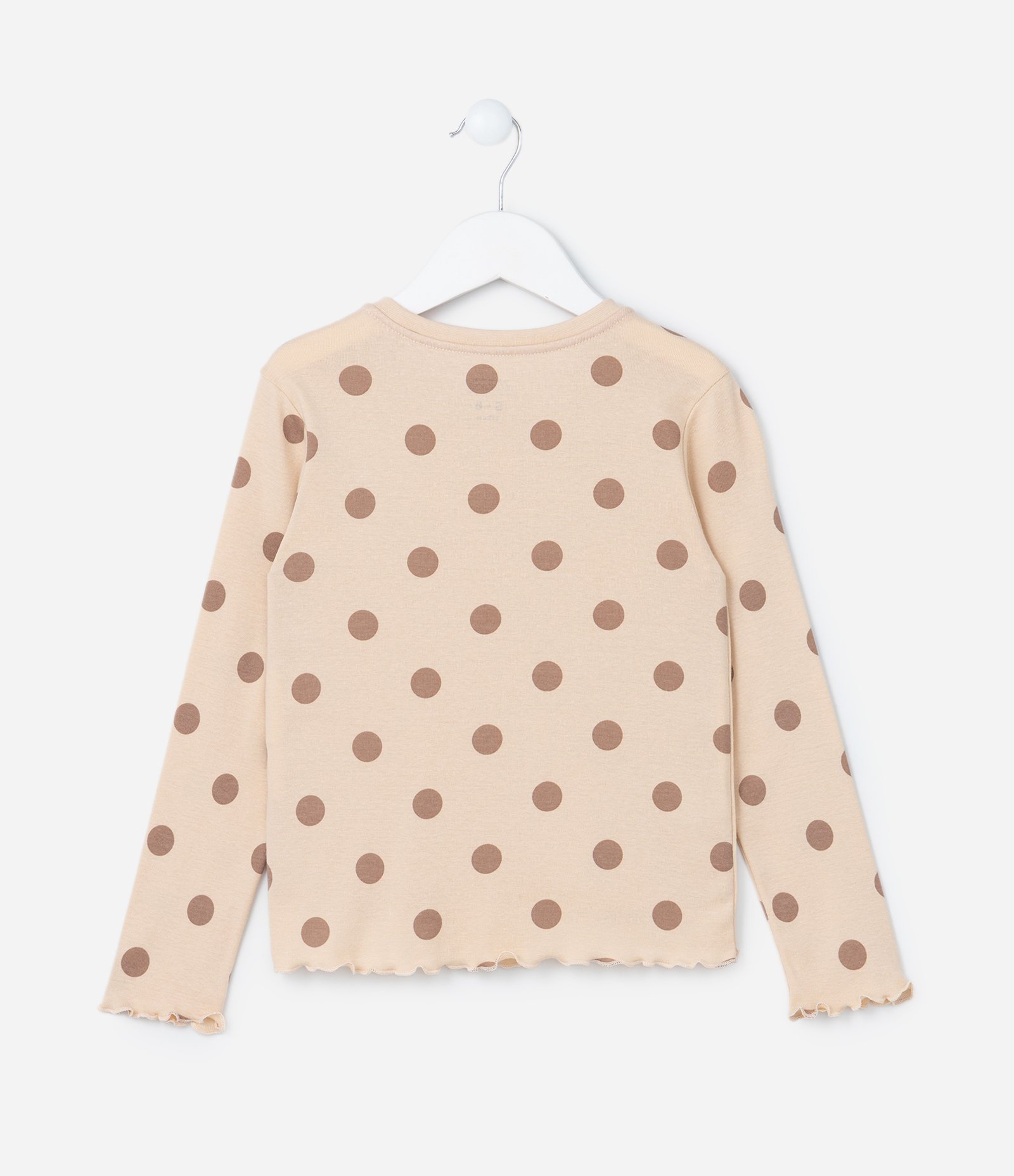 Pijama Infantil com Scrunchie e Estampa Poá - Tam 2 a 14 Anos Bege 3