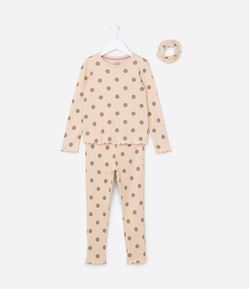 Pijama Infantil com Scrunchie e Estampa Poá - Tam 2 a 14 Anos