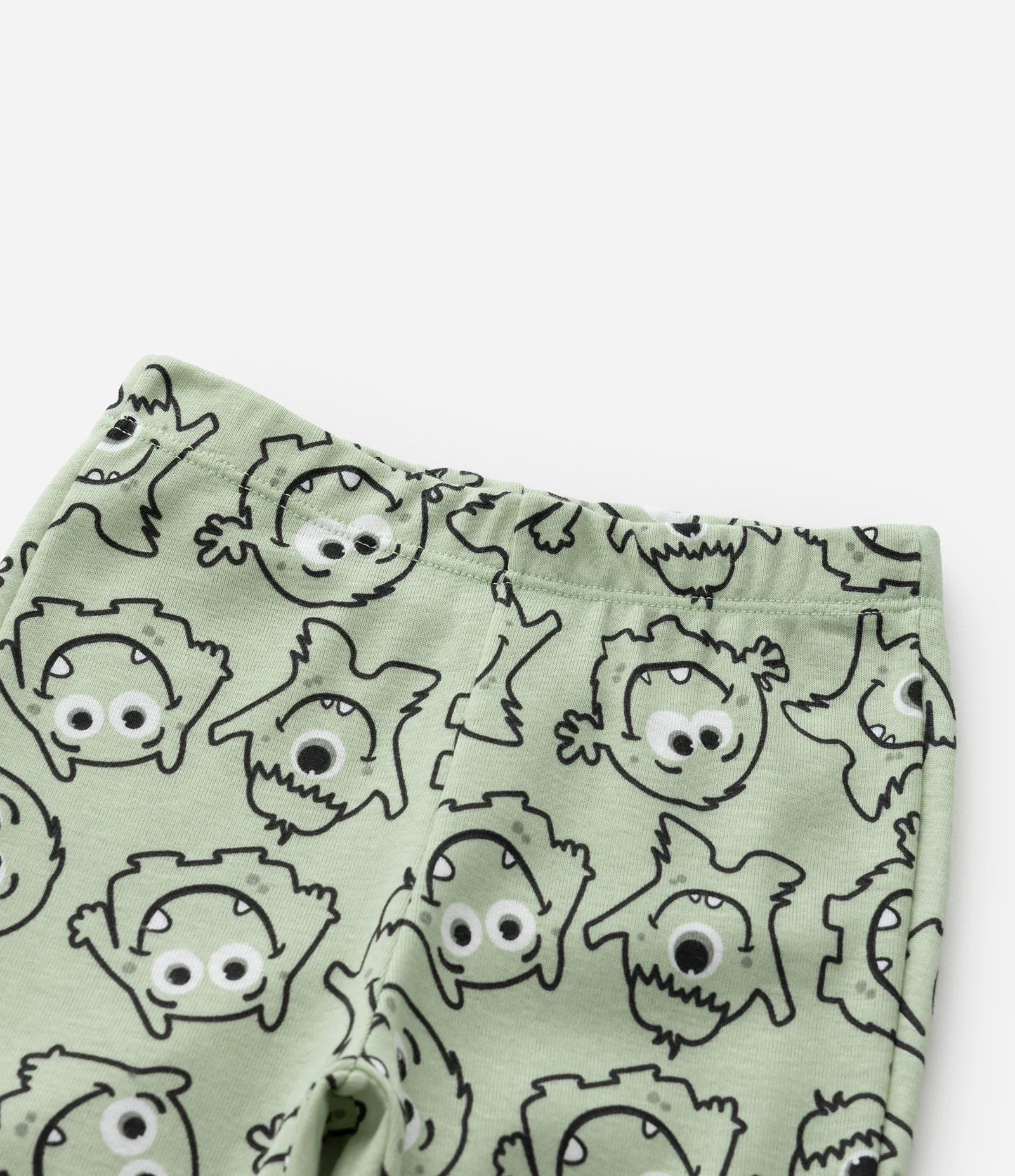 Pijama Longo Infantil Estampado de Monstrinho - Tam 1 a 6 anos Verde 8