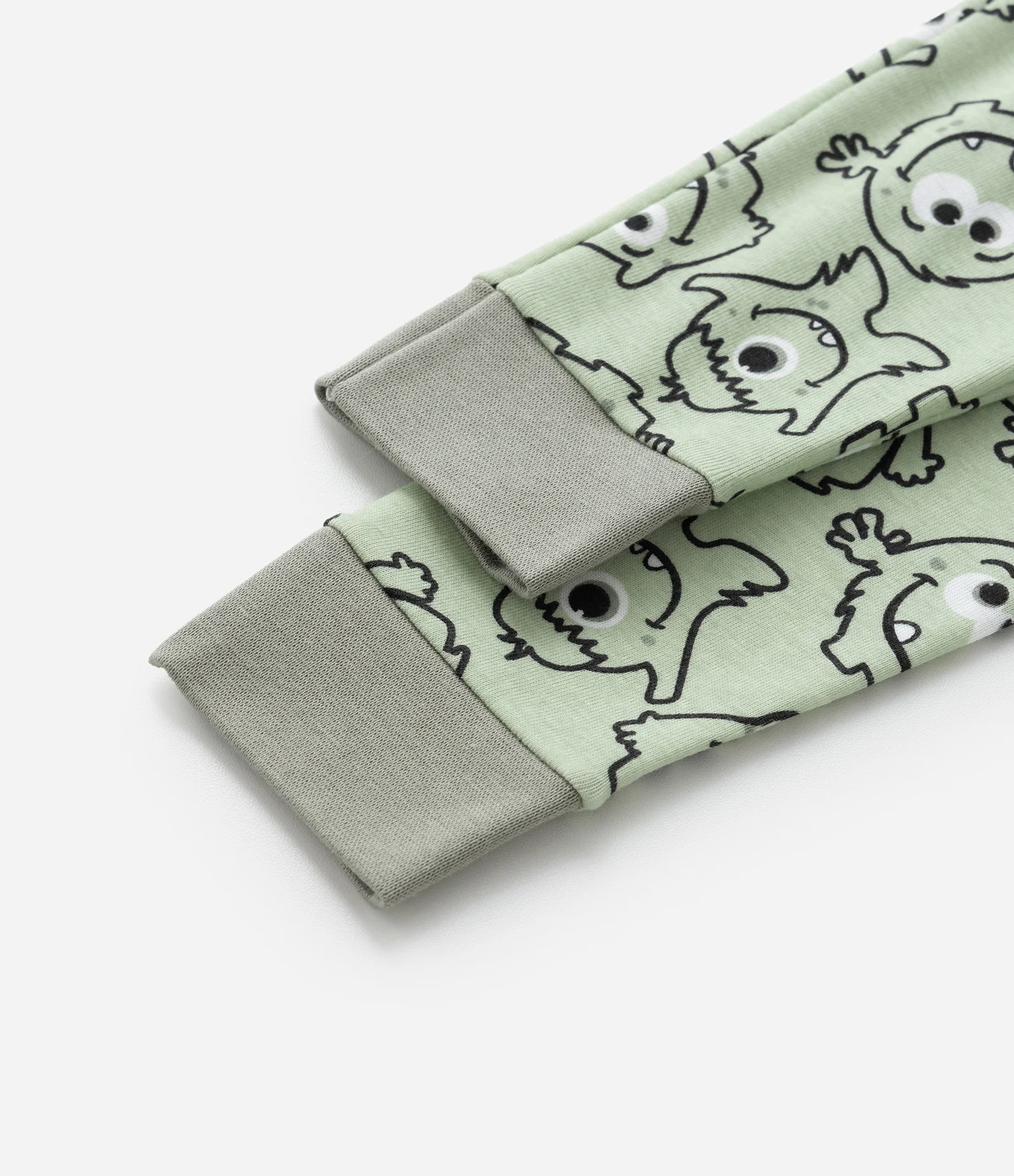 Pijama Longo Infantil Estampado de Monstrinho - Tam 1 a 6 anos Verde 4