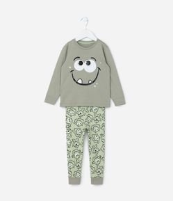 Pijama Longo Infantil Estampado de Monstrinho - Tam 1 a 6 anos
