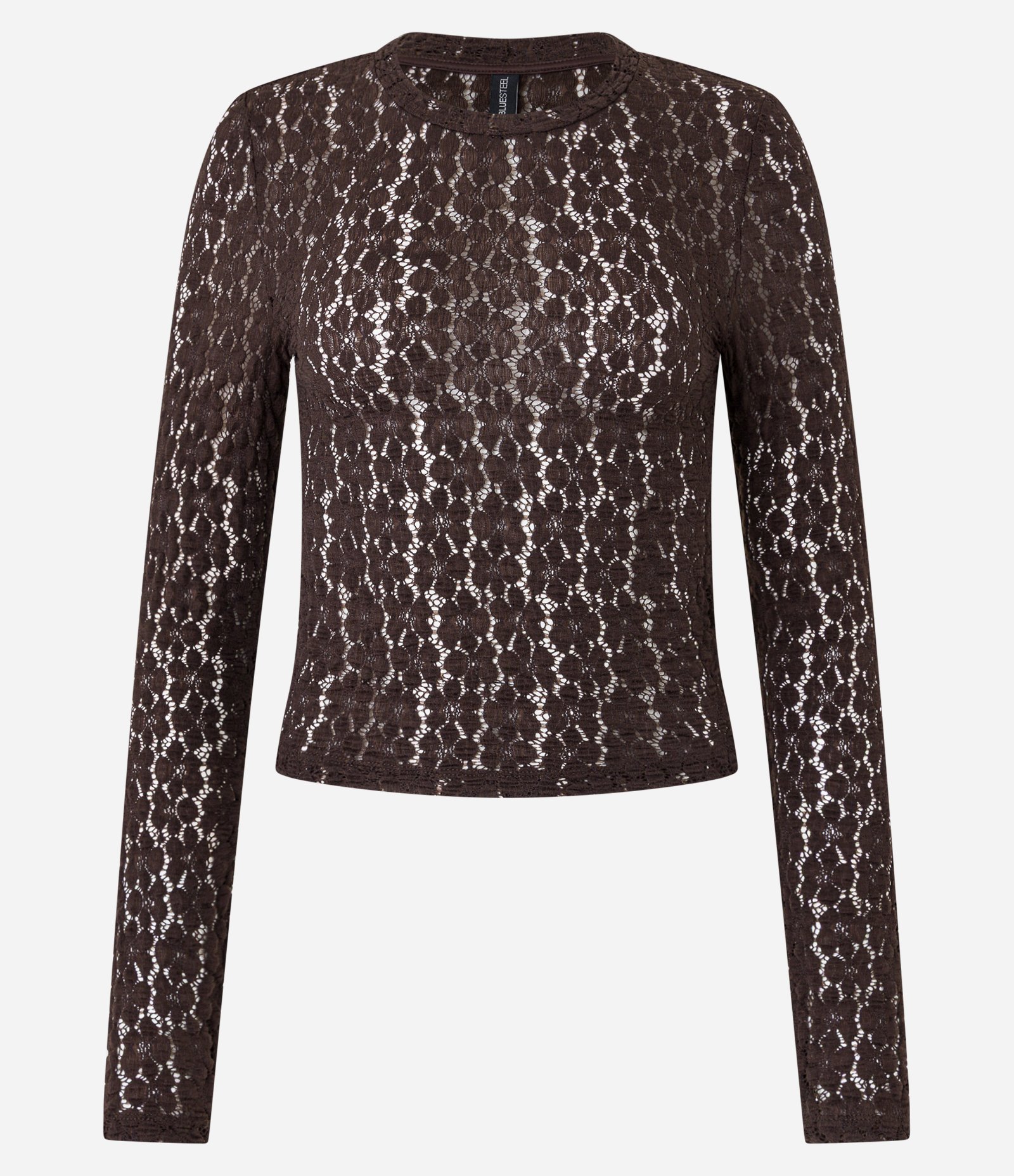 Blusa Curta em Poliamida Texturizada Floral Marrom 6