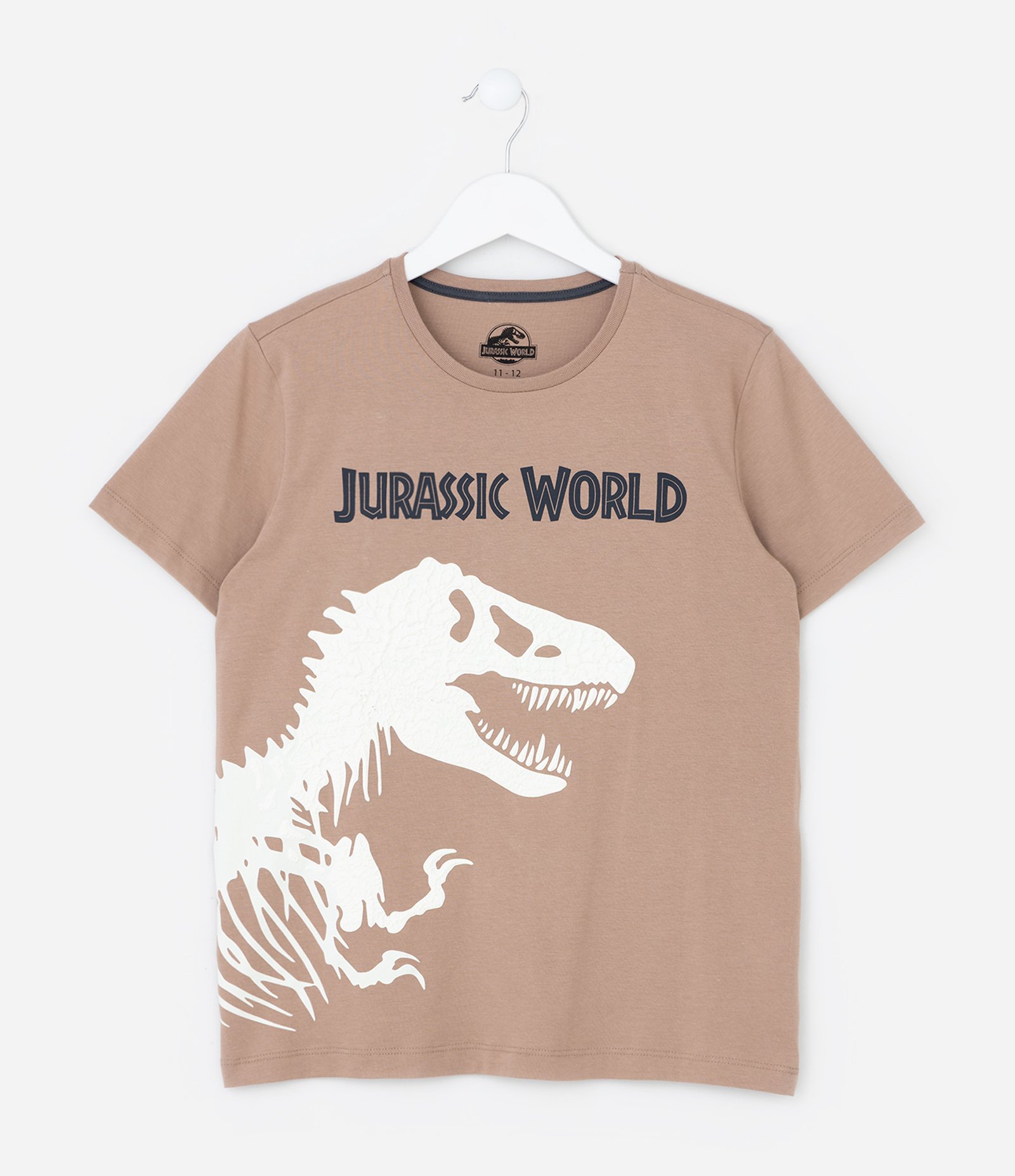 Pijama Infantil com Estampa Jurassic World - Tam 6 a 14 Anos Bege/Cinza 2
