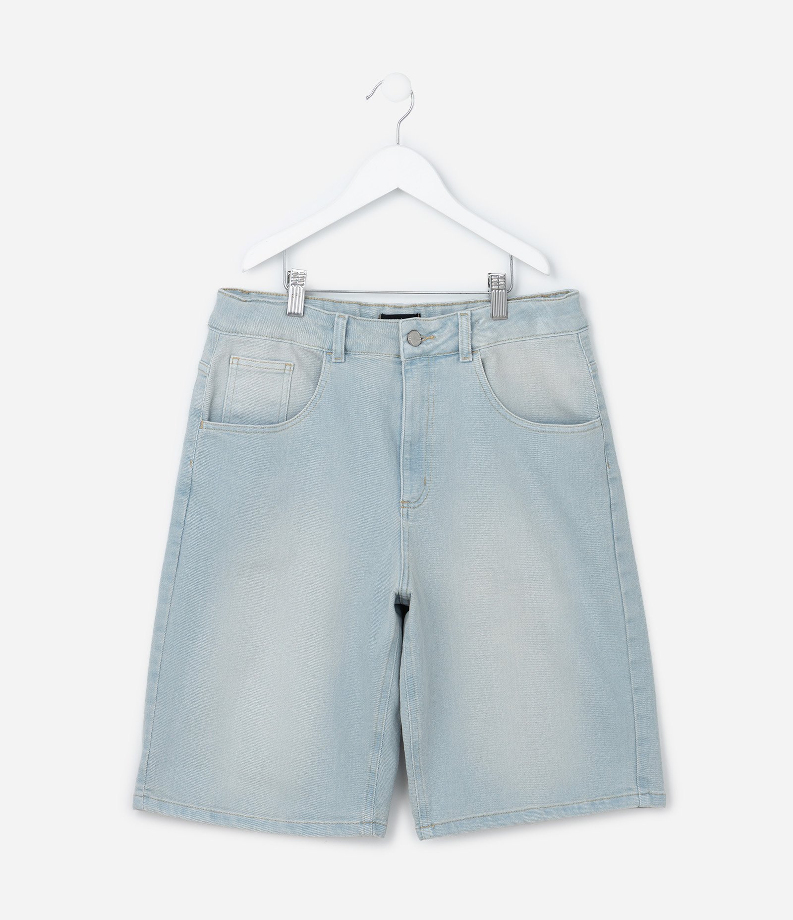 Bermuda Baggy Infantil em Jeans Dirty - Tam 5 a 14 anos Azul Claro 1