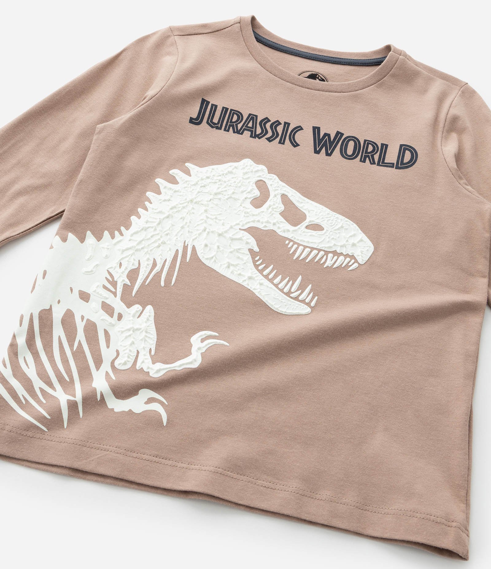 Pijama Infantil com Estampa Jurassic World - Tam 6 a 14 Anos Bege/Cinza 7