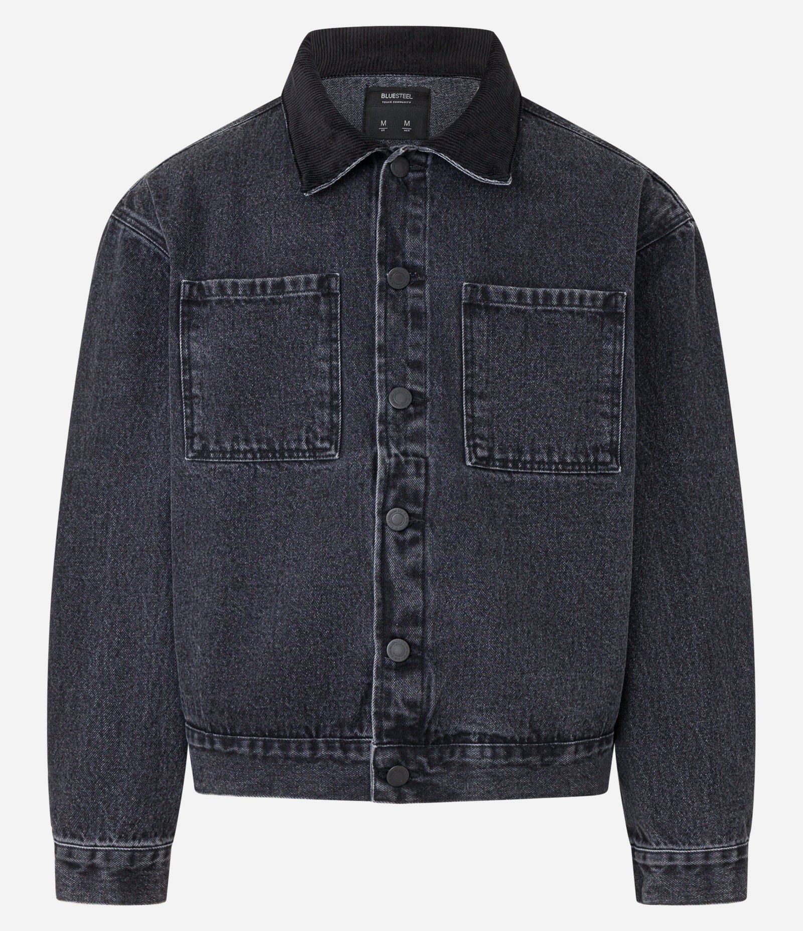 Jaqueta Trucker Boxy com Gola de Veludo Preto 4