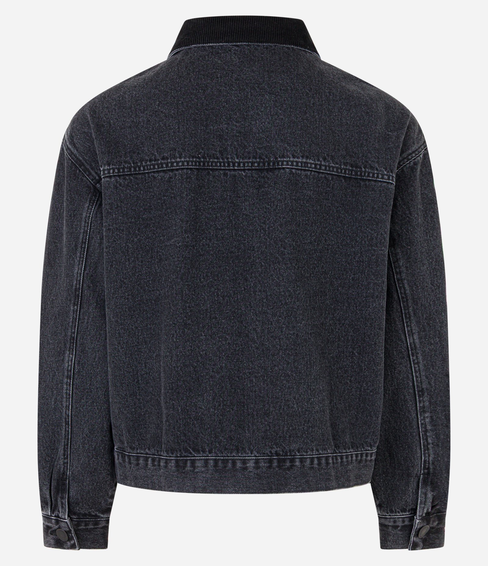 Jaqueta Trucker Boxy com Gola de Veludo Preto 6