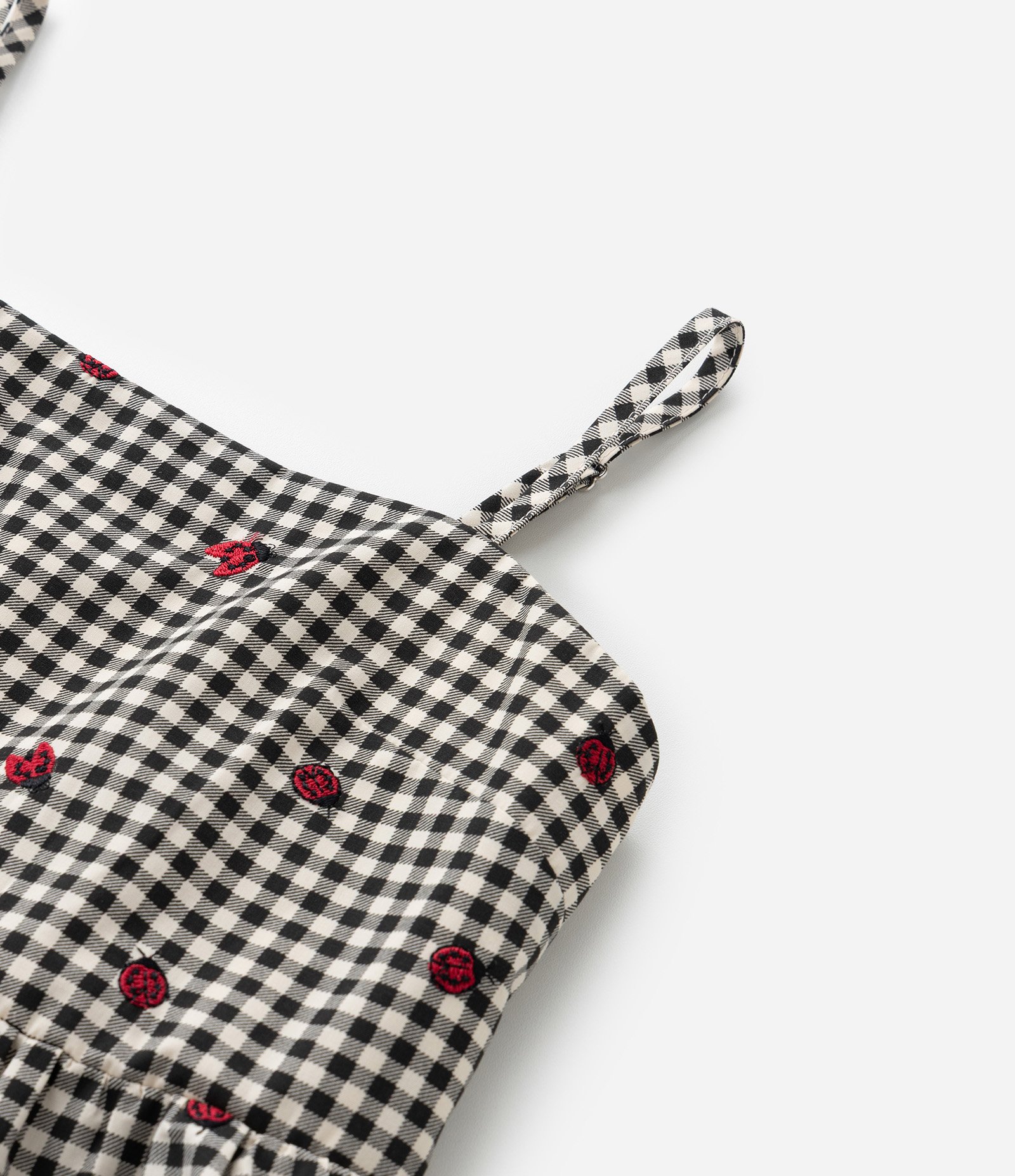 Vestido Infantil com Estampa Xadrez e Joaninhas - Tam 5 a 14 Anos Preto 5