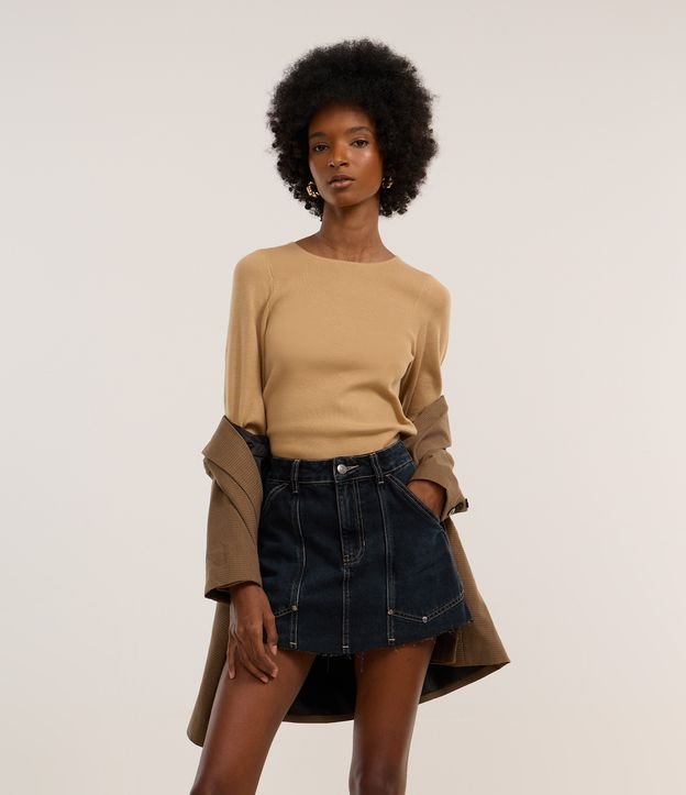 Blusa em Jacquard com Manga Longa