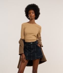 Blusa em Tricô com Manga Longa