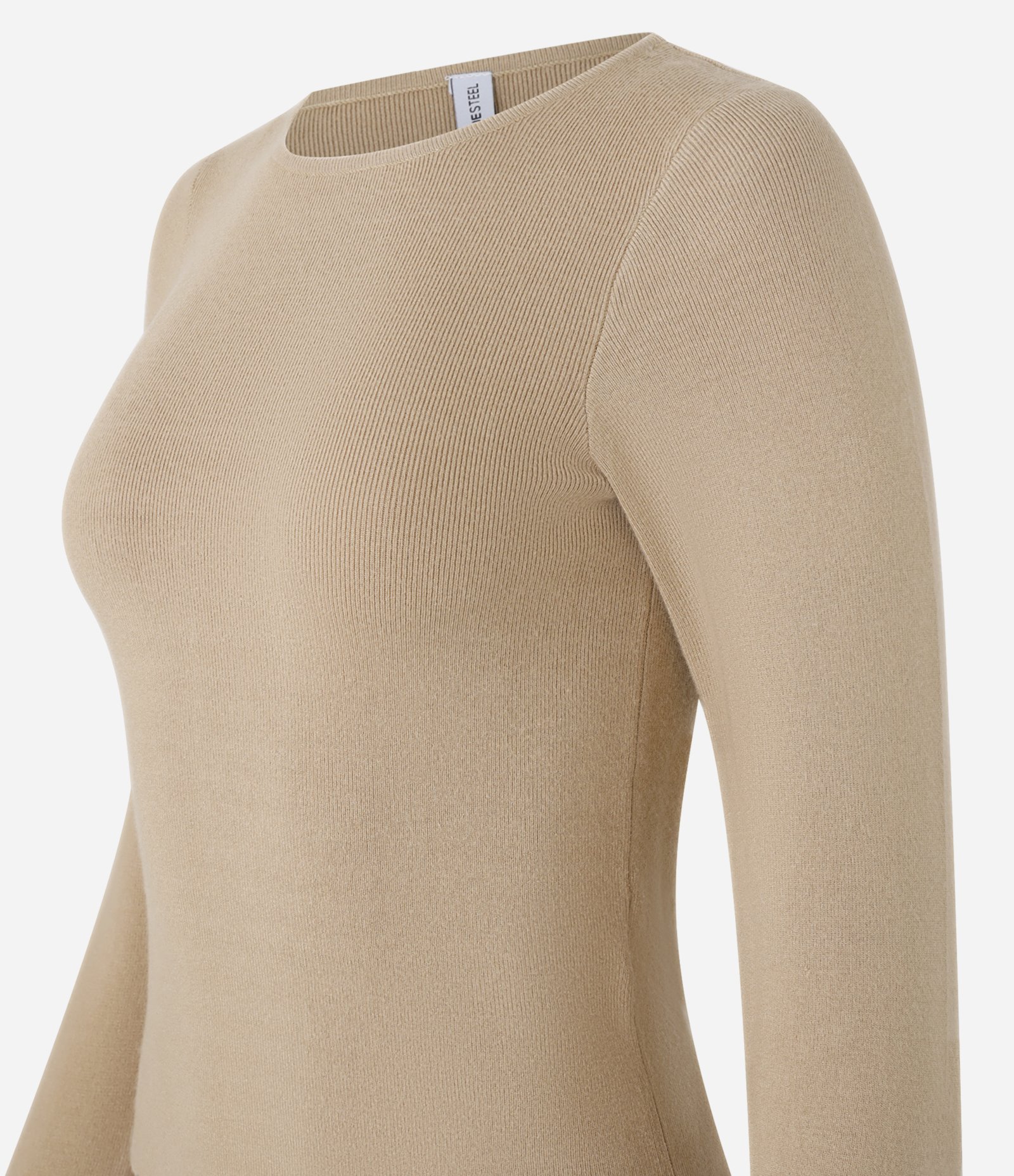 Blusa em Tricô com Manga Longa Bege 5